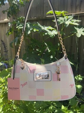 Juicy Couture Pink, Cream & Yellow Checker Shoulder Bag